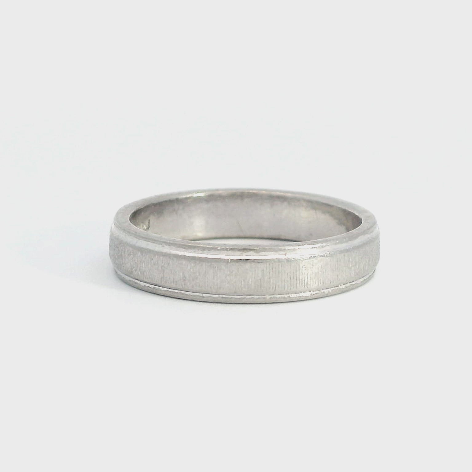 Vintage Platinum Etched Wedding Band