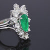 Vintage 14k White Gold 1.51ct Emerald & 2.31ctw Diamond Cocktail Ring