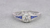 Antique Platinum 0.52ct Diamond and Sapphire Engagement Ring