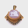 Antique Victorian 21k Yellow Gold Hardstone Cameo Pendant with Cannetille Detail