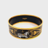 Hermes Grand Apparat GP Black Enamel Horse Bangle Bracelet 8 Inches