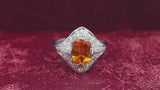 Art Deco Platinum 2.12ct Vivid Orange Sapphire & 0.45tcw Diamond Ring