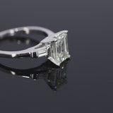 Vintage Platinum GIA 2.30tcw L VS2 Emerald Cut Diamond Ring