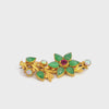 Vintage 23k Yellow Gold Jade, Opal, Lab Grown Ruby Floral Brooch