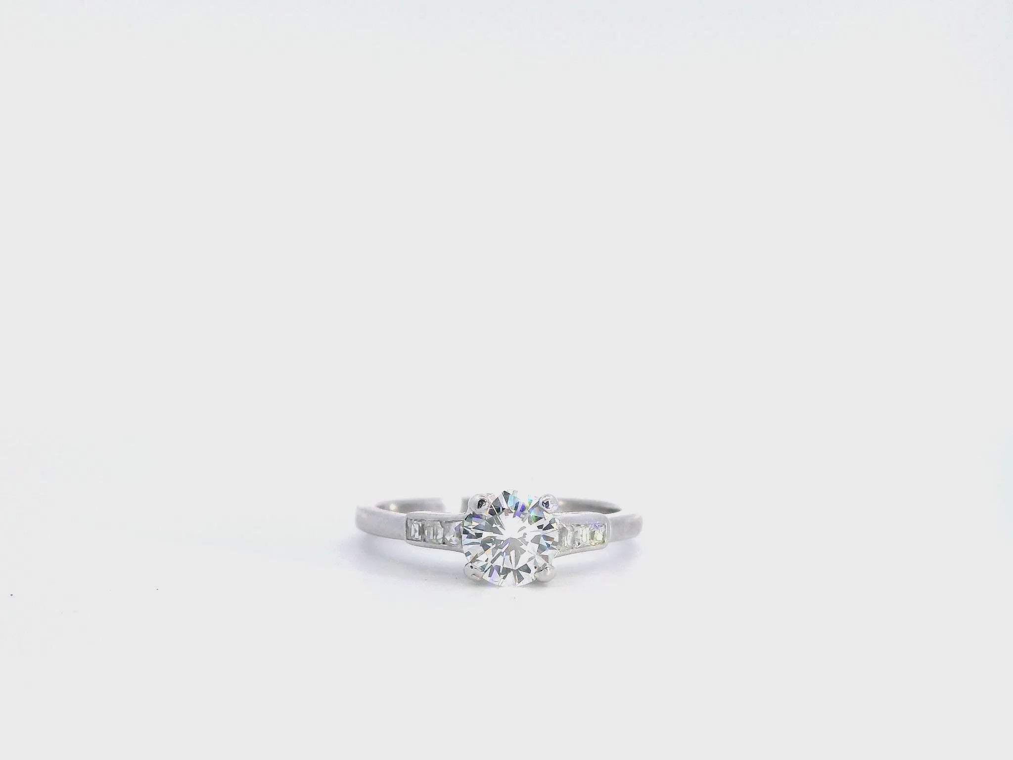 Vintage Platinum 0.73ct F VS1 Diamond Engagement Ring GIA