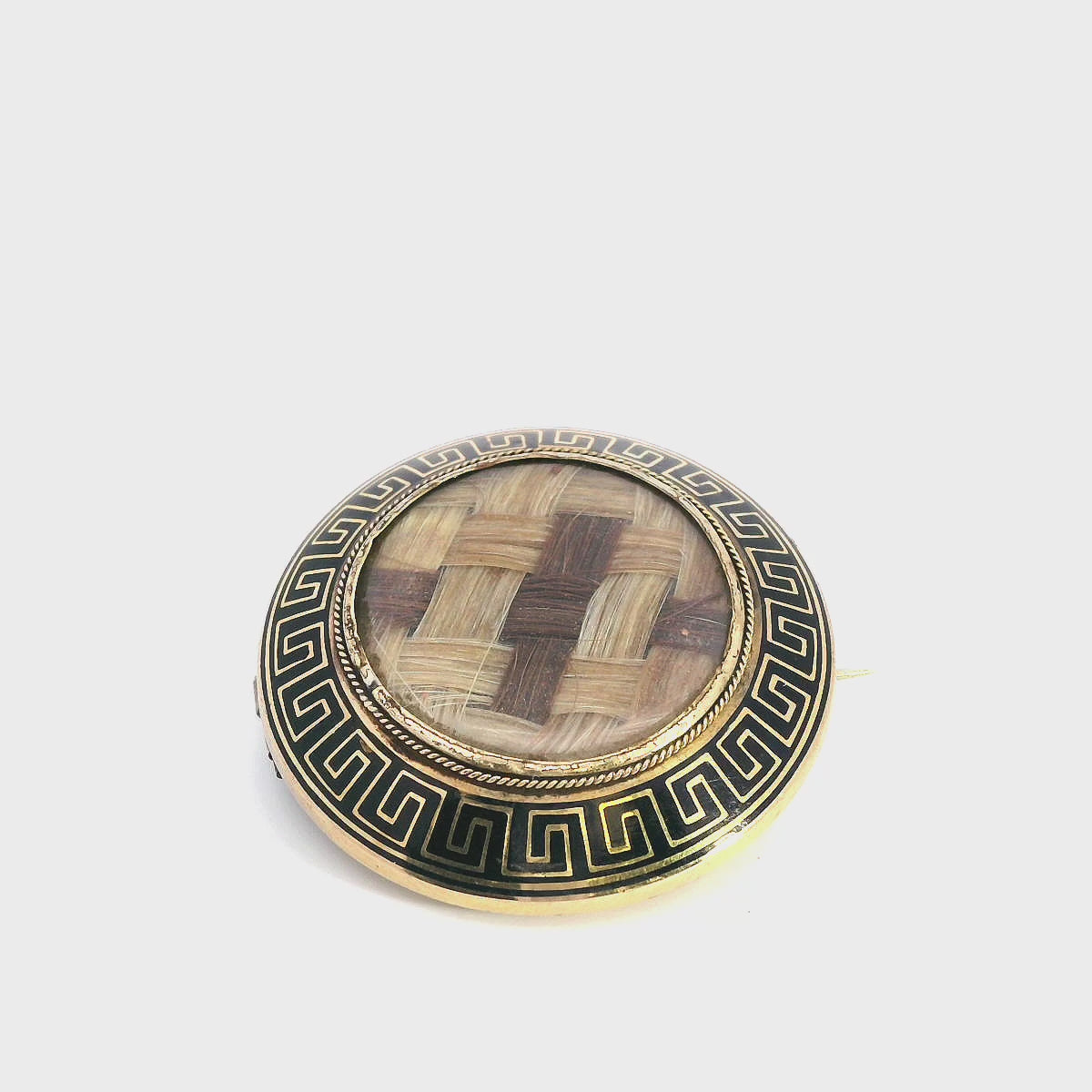 Antique Victorian Taille D'épargne Enamel Mourning Brooch