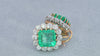 Antique 18k Yellow Gold & Platinum GIA Colombian Emerald & Diamond Earrings