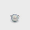 Vintage 18k White Gold Tahitian Black Pearl and Diamond Ring