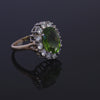 Vintage 18k Yellow Gold 9.50ct Peridot and Diamond Halo Ring