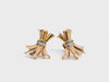 Vintage Retro 15k Yellow Gold Ribbon With Rose Cut Diamonds Earrings