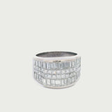 Vintage White Gold Baguette and Princess Cut Diamond Wide Statement Band Ring