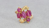 Vintage 21k Yellow Gold 4.12tcw Star Ruby Cluster Floral Motif Ring