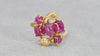 Vintage 21k Yellow Gold 4.12tcw Star Ruby Cluster Floral Motif Ring
