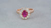 Vintage 21K Yellow Gold 0.75ct Ruby and Diamond Halo Ring