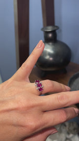 Estate 14K White Gold Ruby & Diamond Band Ring Size 5.5