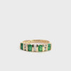 Vintage 10k Yellow Gold Alternating Emerald and Diamond Band Ring