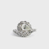 Vintage White Gold 0.75ct Pear Diamond With Swirl Diamonds Halo Ring