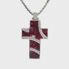 Nini Collection 18k White Gold Ruby and Diamond Cross Pendant