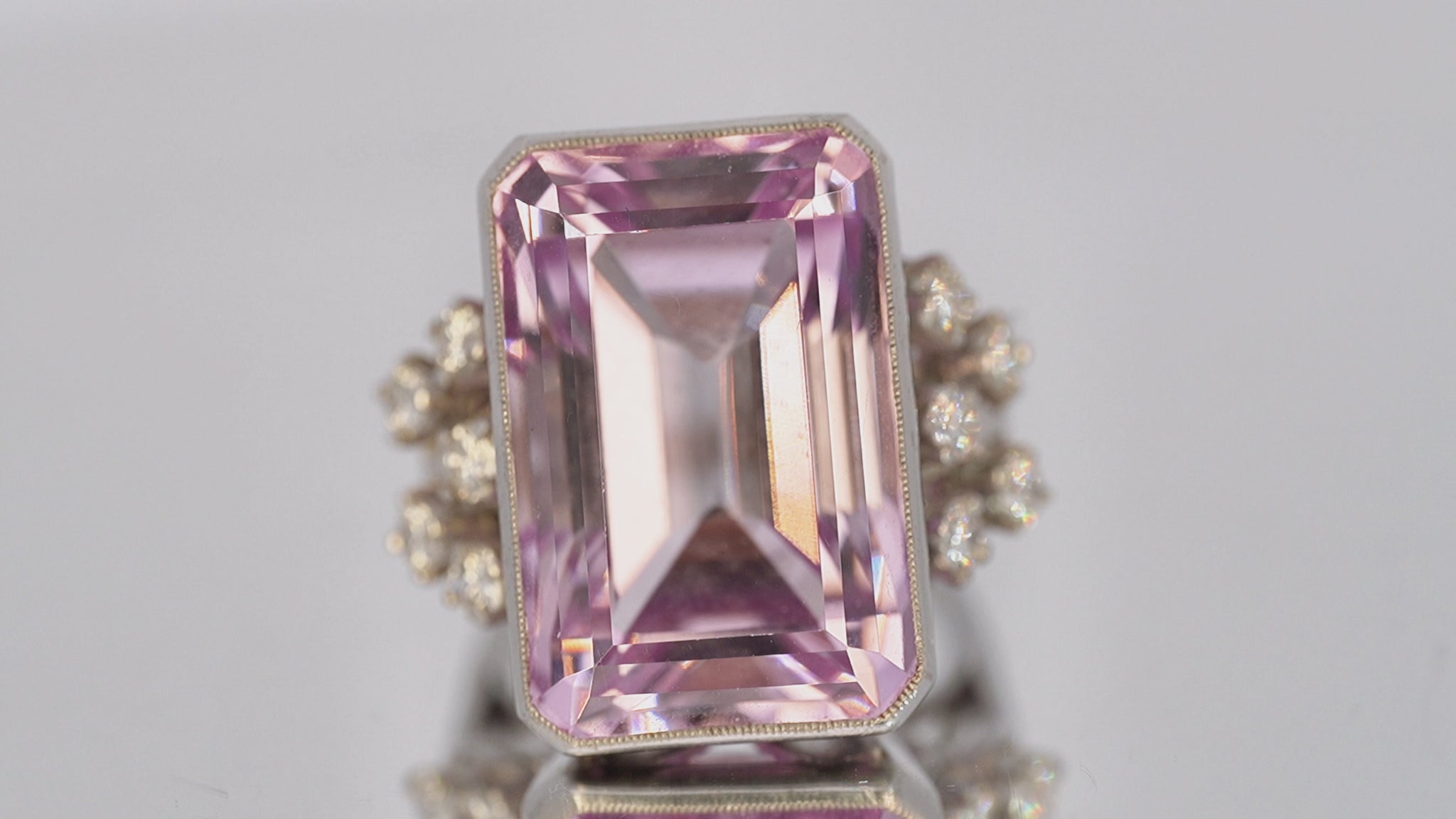 GIA Certified 14K Gold 30.50 Ct Kunzite & 0.80 TCW Diamond Cocktail Ring 13.21 G