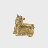 Vintage 14K Yellow Gold Sapphire & Diamond Yorkshire Terrier Dog Brooch Pin