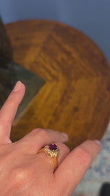 GIA Certified 18K Yellow Gold Natural Ruby & 0.37 TCW Diamond Band Ring