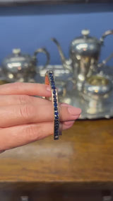 Estate 14K Yellow Gold Sapphire Octagon Bangle Bracelet 4.7 mm