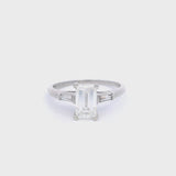 Vintage Platinum 1.29ct H VS1 Emerald Cut Diamond Engagement Ring GIA