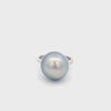 Vintage 18k White Gold Tahitian Black Pearl and Diamond Ring