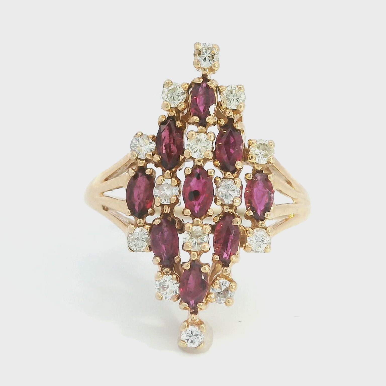 Vintage 14K Yellow Gold 1.0 TCW Ruby and Diamond Ring