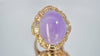 Vintage 14k Yellow Gold 35ct Lavender Jade and 2.82tcw Diamond Statement Ring
