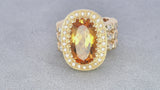 14k Yellow Gold Citrine Diamond Cocktail Ring