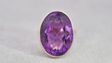 Antique Rose Gold 17ct Amethyst Floral Engraving Ring