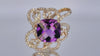14k Yellow Gold Amethyst Diamond Pendant