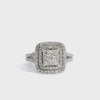 Estate 14k White Gold Pave Diamond Double Halo Ring