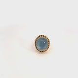 Vintage 18K Yellow Gold 18.60 Ct Moonstone & Sapphire Cocktail Ring Size 5.5