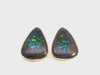 Vintage 14k Yellow Gold Australian Boulder Opal Statement Earrings