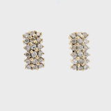 12K Yellow Gold 3-Row 0.70 TCW Diamond Earrings