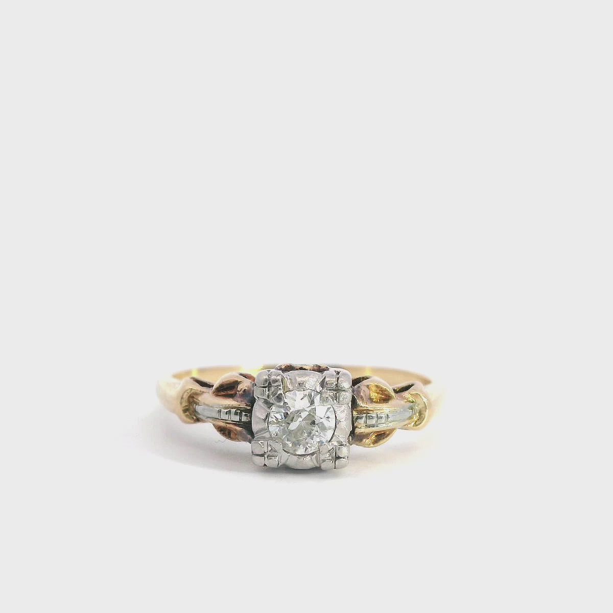 Vintage 14K Yellow and White Gold Diamond Ring