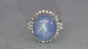 Vintage Platinum 12.82ct Star Sapphire and Diamond Halo Ring