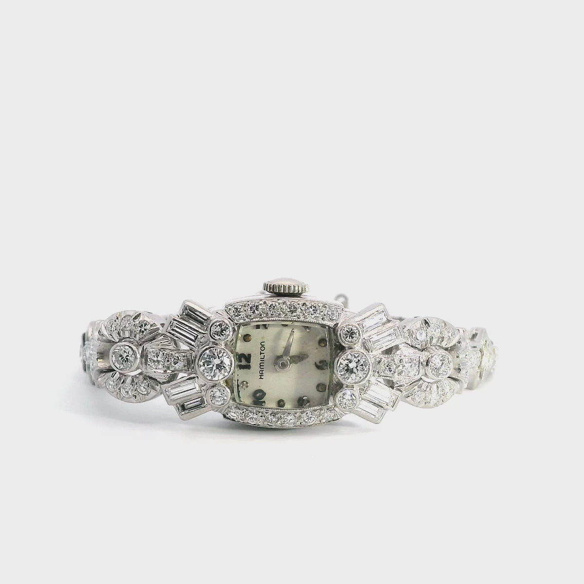 Art Deco Hamilton Platinum Diamond Ladies Watch