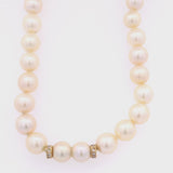 Vintage 18K Yellow Gold Pearl and Diamond Rondelle Bead Necklace