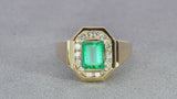 18K Yellow Gold GIA Colombian F2 Emerald & 0.28tcw Diamond Ring