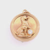Antique 14k Yellow Gold Lion Holding A Diamond Sphere Locket