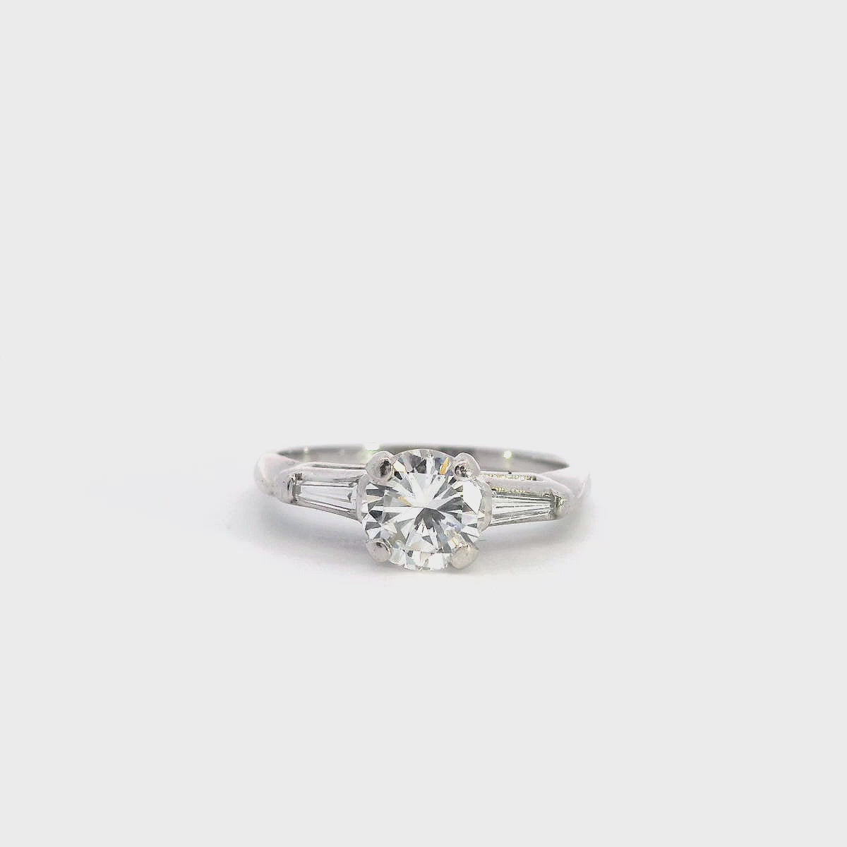Vintage Platinum 0.8ct Brilliant Cut Diamond Engagement Ring