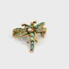 Antique Yellow Gold Turquoise and Pearl Dragonfly Brooch