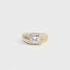 Vintage 14k Yellow Gold 1.58ct Princess and Round Cut Diamond Statement Ring