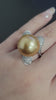 Vintage 18K White Gold Golden Pearl & 0.71 TCW Diamond Cocktail Ring Size 10