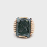 Vintage 10k Yellow Gold Hematite Intaglio Roman Soldier Ring