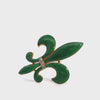 Antique 18k Yellow Gold Victorian Green Enamel Fleur De Lis Brooch