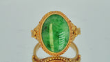 Antique 23k Yellow Gold Jadeite Cabochon Statement Ring
